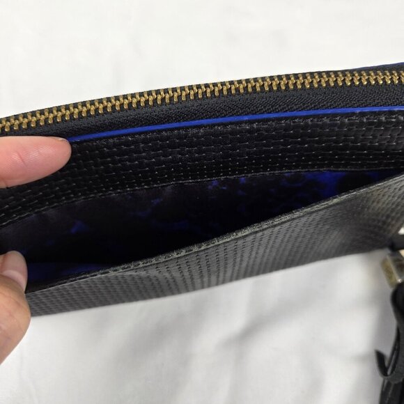 Stella & Dot Mercer Black Leather Tassel Zip Around Wallet Cobalt Blue Accent - Picture 11 of 16